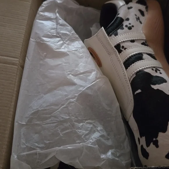 Adidas Taekwondo Mei Cow Print Leather Hair Ballet Sneakers - Picture 6 of 10